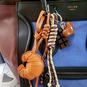 Croissant Mega Key Bag Charm Set | Brown Chocolate PU Leather Keyrings Set